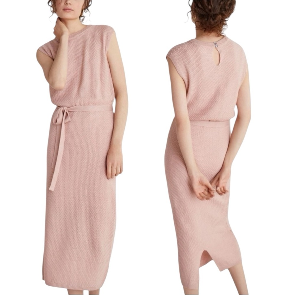 ANTHROPOLOGIE Callahan Belted Knit‎ Sweater Tank Midi Dress. Size Small